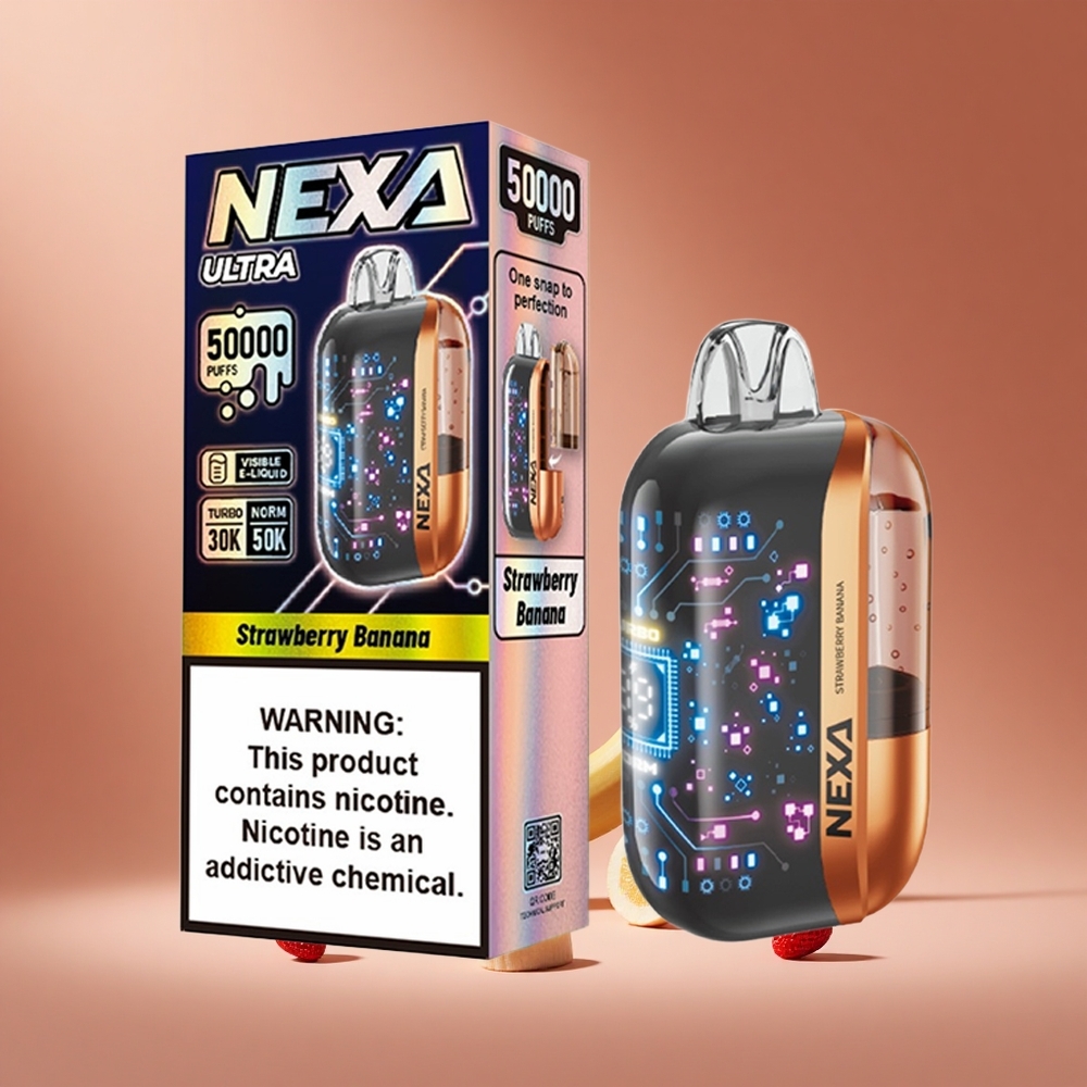 NEXA Ultra 50000 Puffs Strawberry Banana 20ml Prefilled 5% Nicotine South Africa wholesale