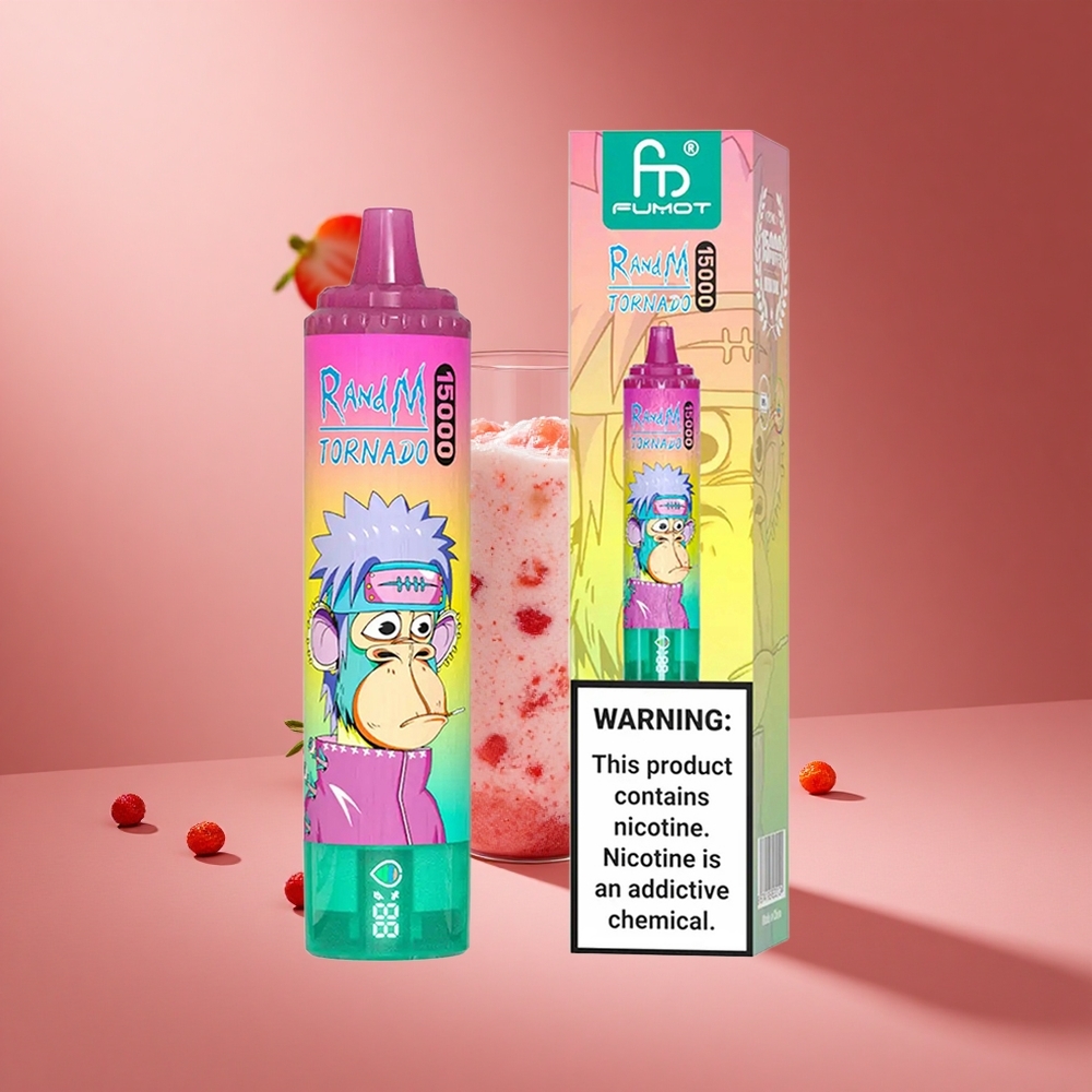 RandM Fumot Tornado 15000 Puffs Strawberry Ice LCD Type-C South Africa wholesale