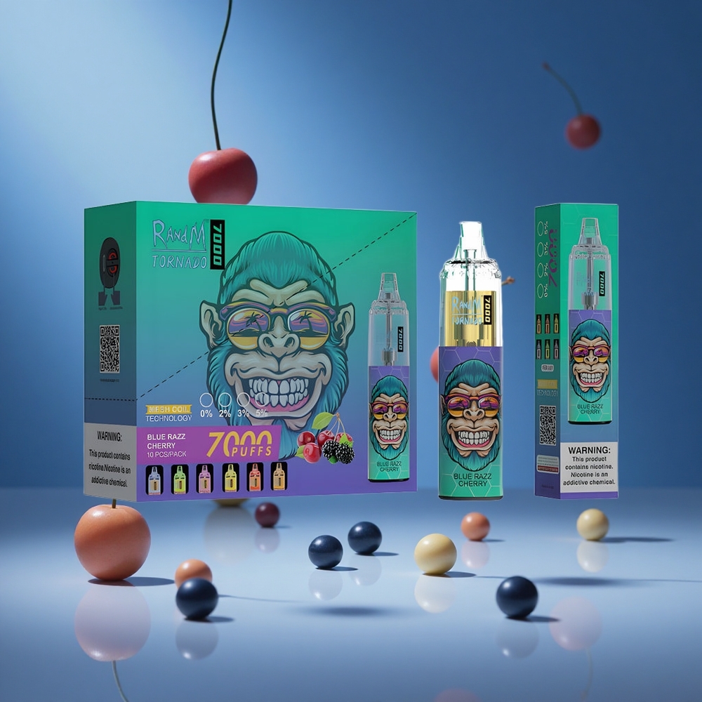 RandM Fumot Tornado 7000 Puffs Blue Razz Cherry Disposable Vape with Mesh Coil and Type-C Port South Africa wholesale
