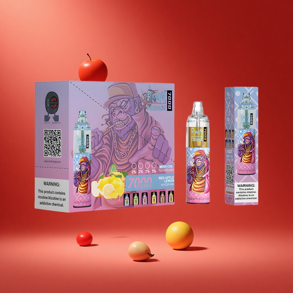 RandM Fumot Tornado 7000 Puffs Red Apple Lemon Disposable Vape with Mesh Coil & Type-C Port South Africa wholesale