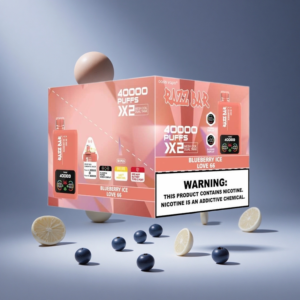 Razz Bar 40000 Puffs Blueberry Ice Power Screen Display South Africa wholesale