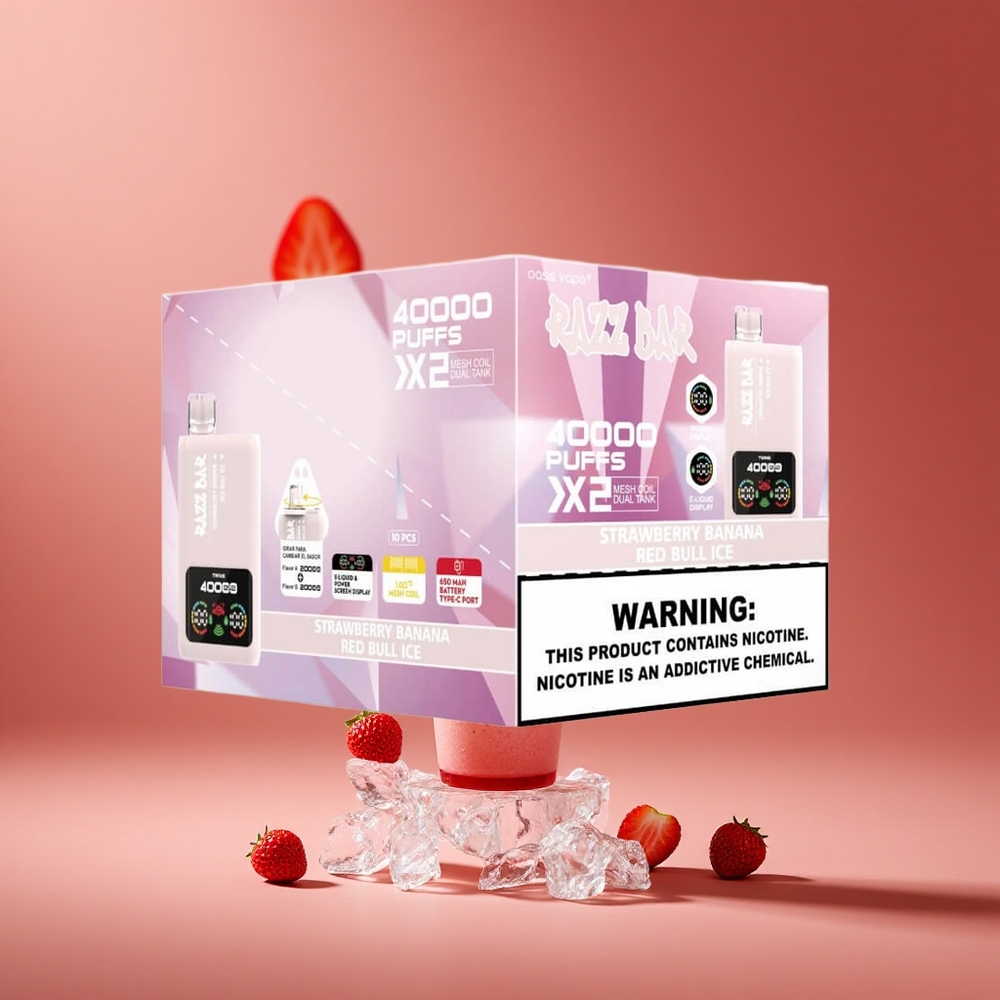 Razz Bar 40000 Puffs Strawberry Banana Red Bull Ice Power Screen Display Type-C Port South Africa wholesale