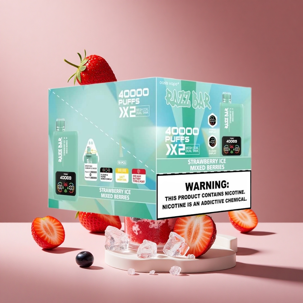 Razz Bar 40000 Puffs Strawberry Ice Mixed Berries Power Screen Display Type-C Port South Africa wholesale