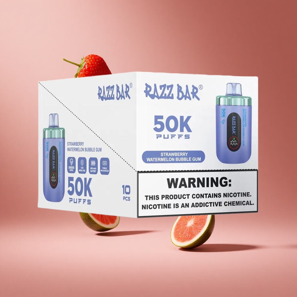 Razz Bar 50K Puffs Strawberry Watermelon Bubble Gum Disposable Vape with 650mAh Battery South Africa Wholesale