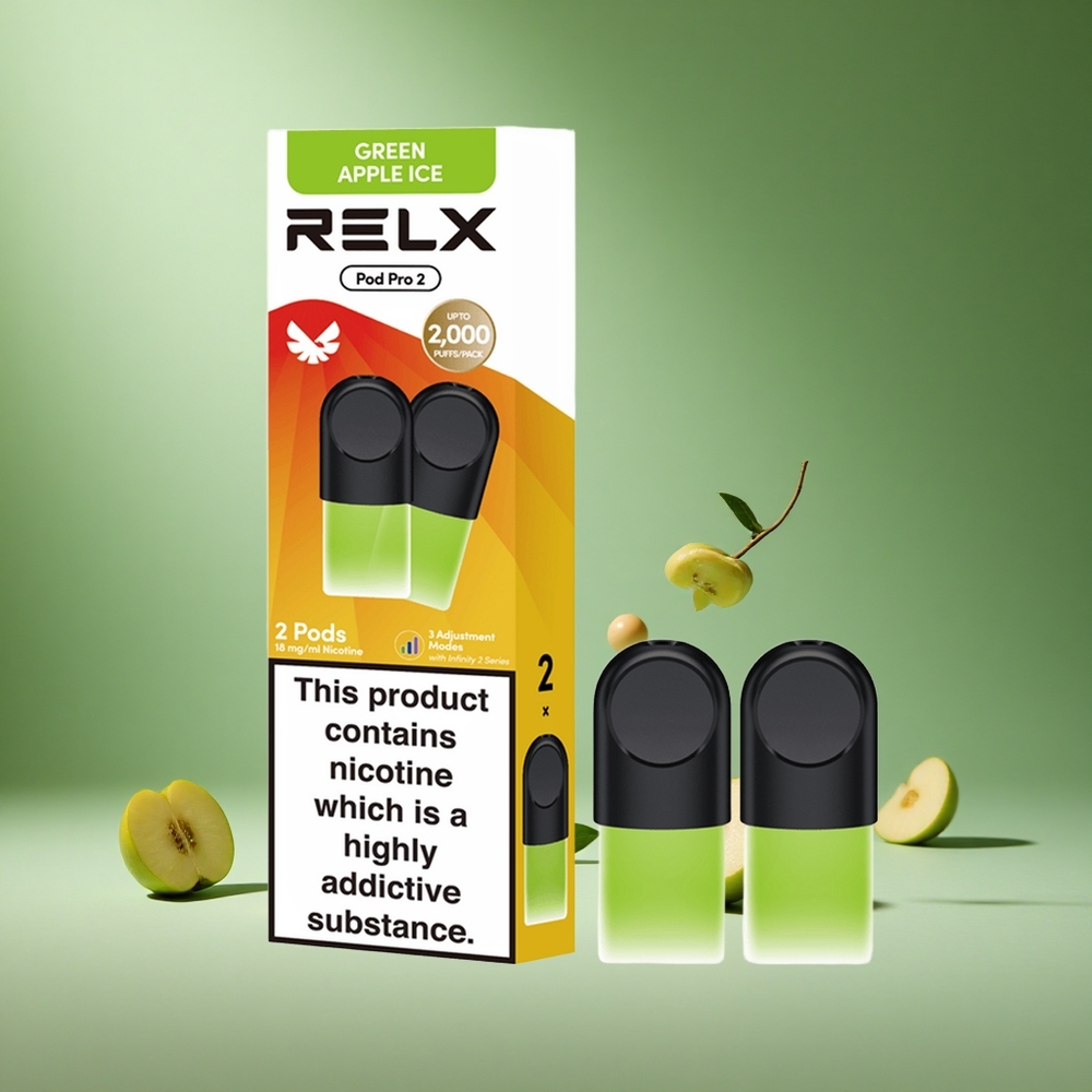 RELX Pod Pro 2 600 Puffs Green Apple Ice 3 Voltage Adjustment South Africa Wholesale