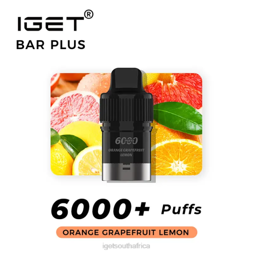 Nicotine Free IGET Vapes On Sale Bar Plus Pod 6000 Puffs Z424380 Orange Grapefruit Lemon