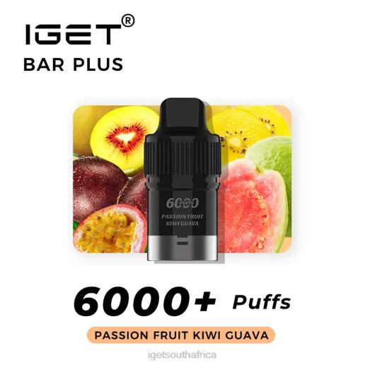 Nicotine Free IGET Vape Bar Plus Pod 6000 Puffs Z424383 Passion Fruit Kiwi Guava