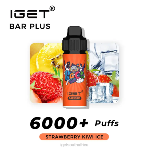 Nicotine Free IGET Vape South Africa Bar Plus Vape Kit Z424368 Strawberry Kiwi Ice