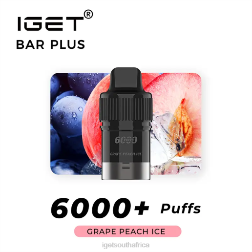 IGET Vape Store Bar Plus Pod 6000 Puffs Z424254 Grape Peach lce